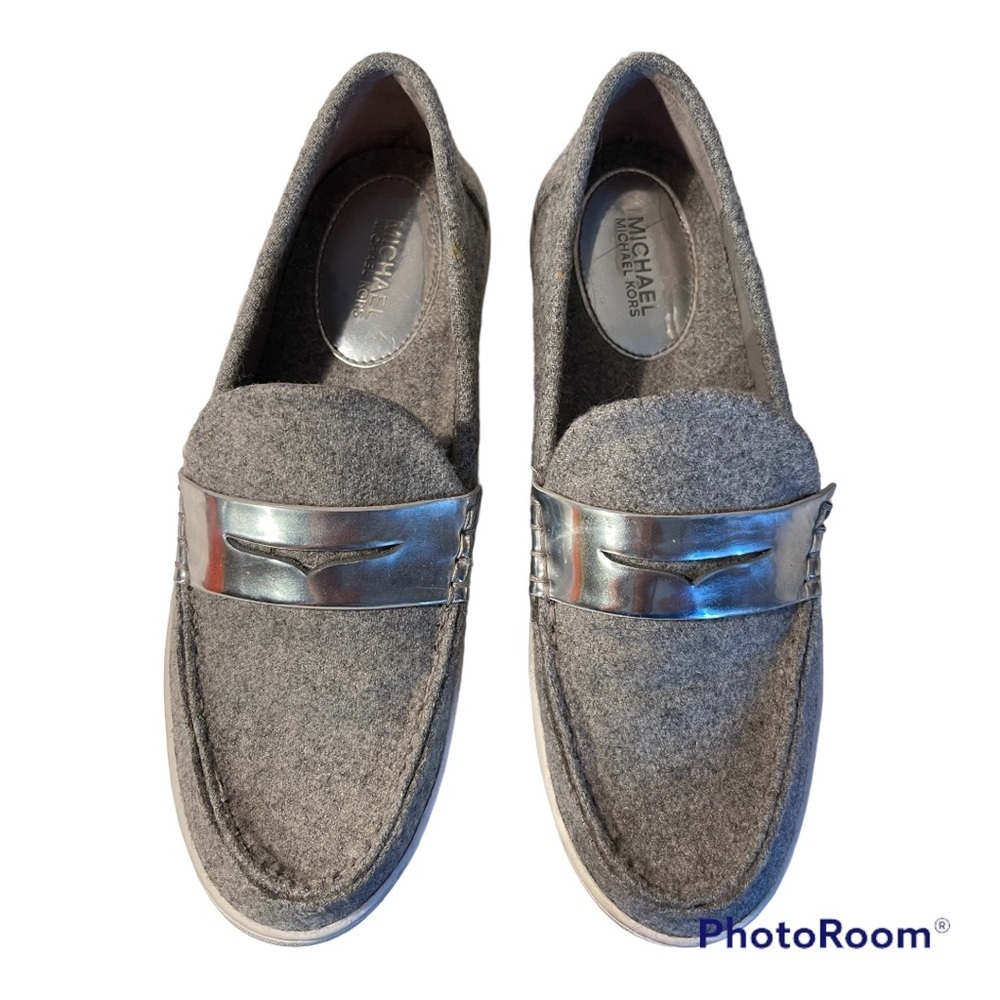 MICHAEL Michael Kors | Grey Felt and Leather Slip-On Loafers Style Runners - Picture 4 of 7